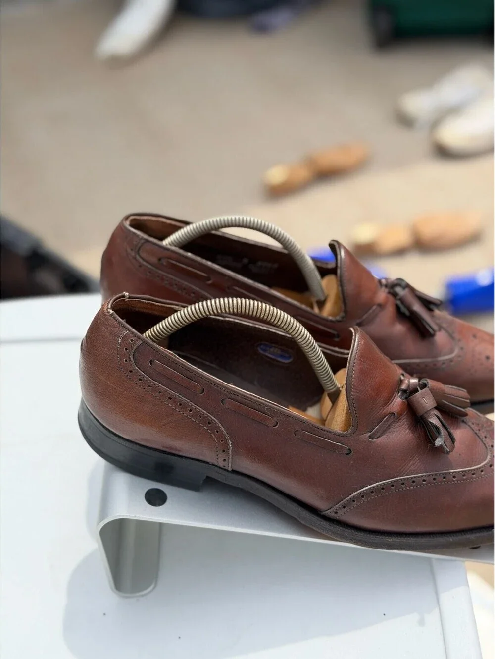 Florsheim Vintage Brown Leather Tassel Wingtip Loafers Size 10.5 D